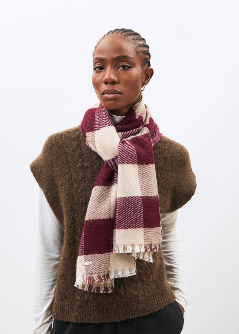 Écharpe beige et bordeaux - Maru - BEIGE/BORDEAUX#couleur_BEIGE/BORDEAUX