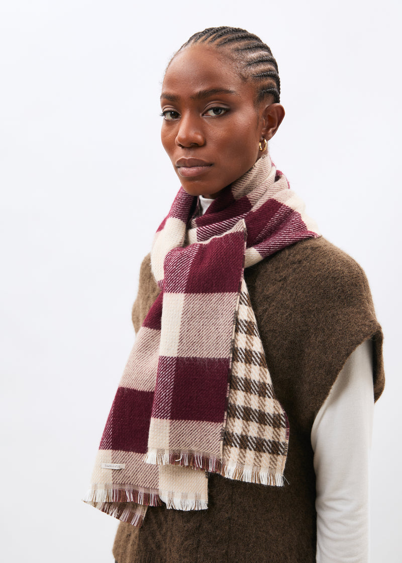 Écharpe beige et bordeaux - Maru - BEIGE/BORDEAUX#couleur_BEIGE/BORDEAUX