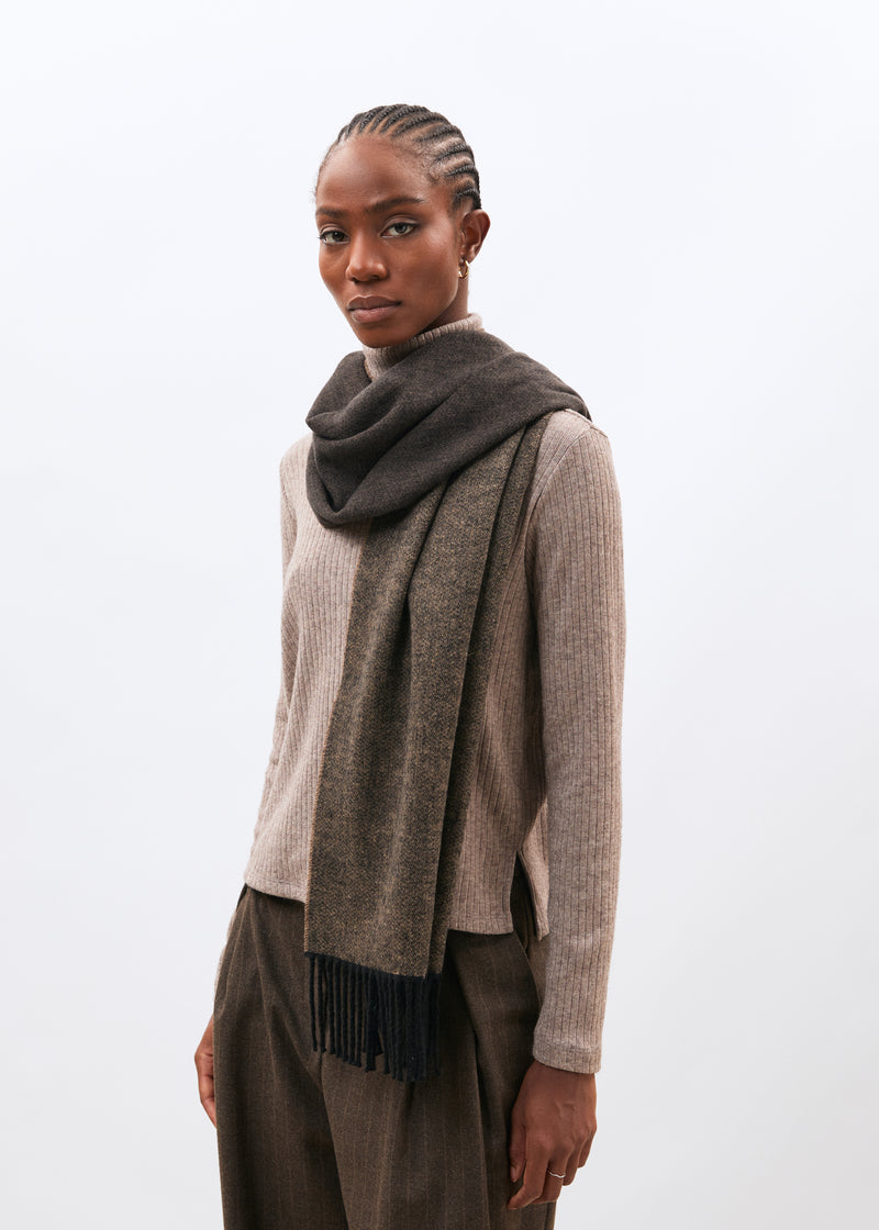 Écharpe marron et taupe - Mikou - EBENE/TAUPE#couleur_EBENE/TAUPE