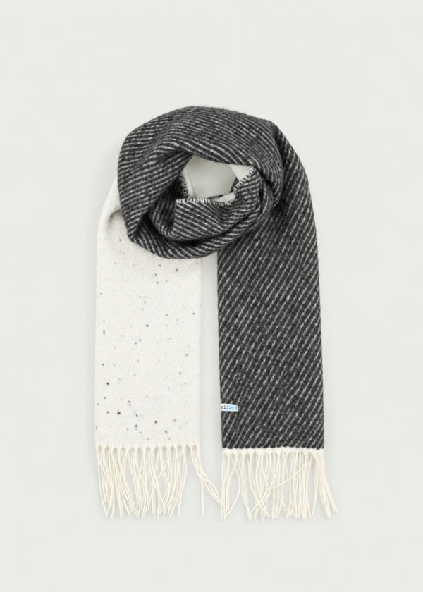 Écharpe écru et gris - Mioji - ECRU/ANTHRACITE#couleur_ECRU/ANTHRACITE