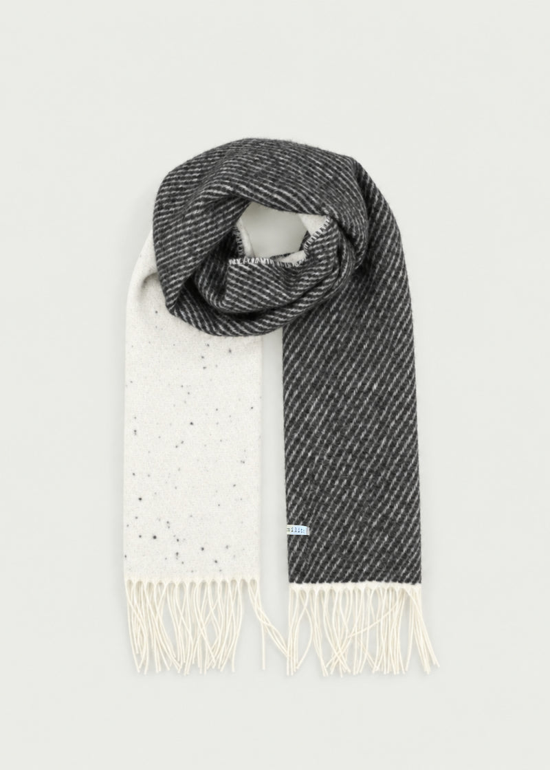 Écharpe écru et gris - Mioji - ECRU/ANTHRACITE#couleur_ECRU/ANTHRACITE