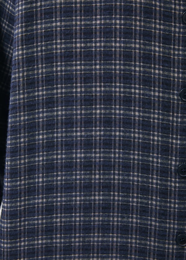 Chemise oversize bleu marine manches longues à carreaux - MARINE#couleur_MARINE