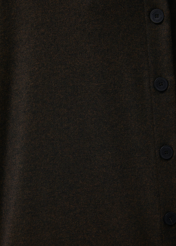 Chemise oversize marron en flanelle à chevrons - CHOCOLAT#couleur_CHOCOLAT