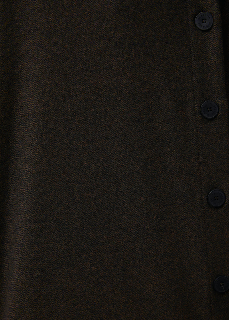Chemise oversize marron en flanelle à chevrons - CHOCOLAT#couleur_CHOCOLAT