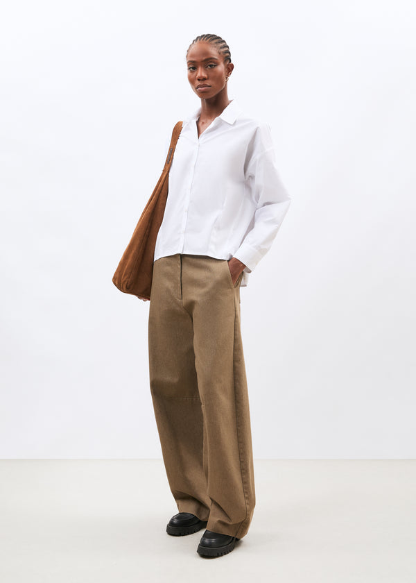 Chemise blanche manches longues en popeline de coton - BLANC#couleur_BLANC