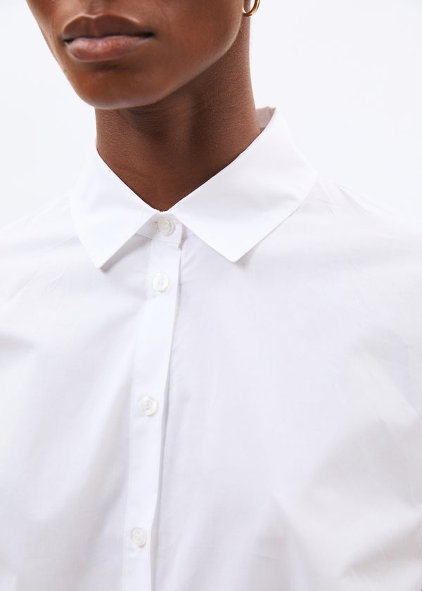 Chemise blanche manches longues en popeline de coton - BLANC#couleur_BLANC