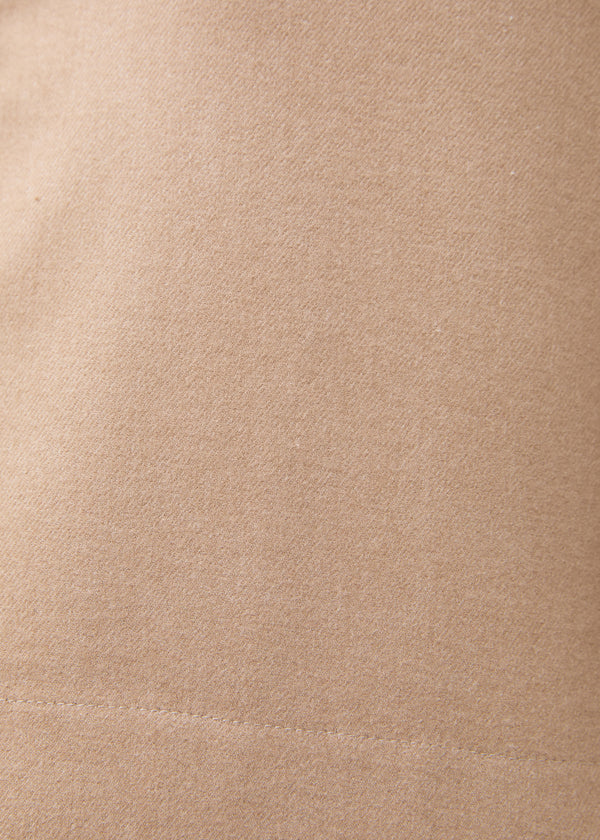 Chemise courte oversize beige en flanelle - SABLE#couleur_SABLE