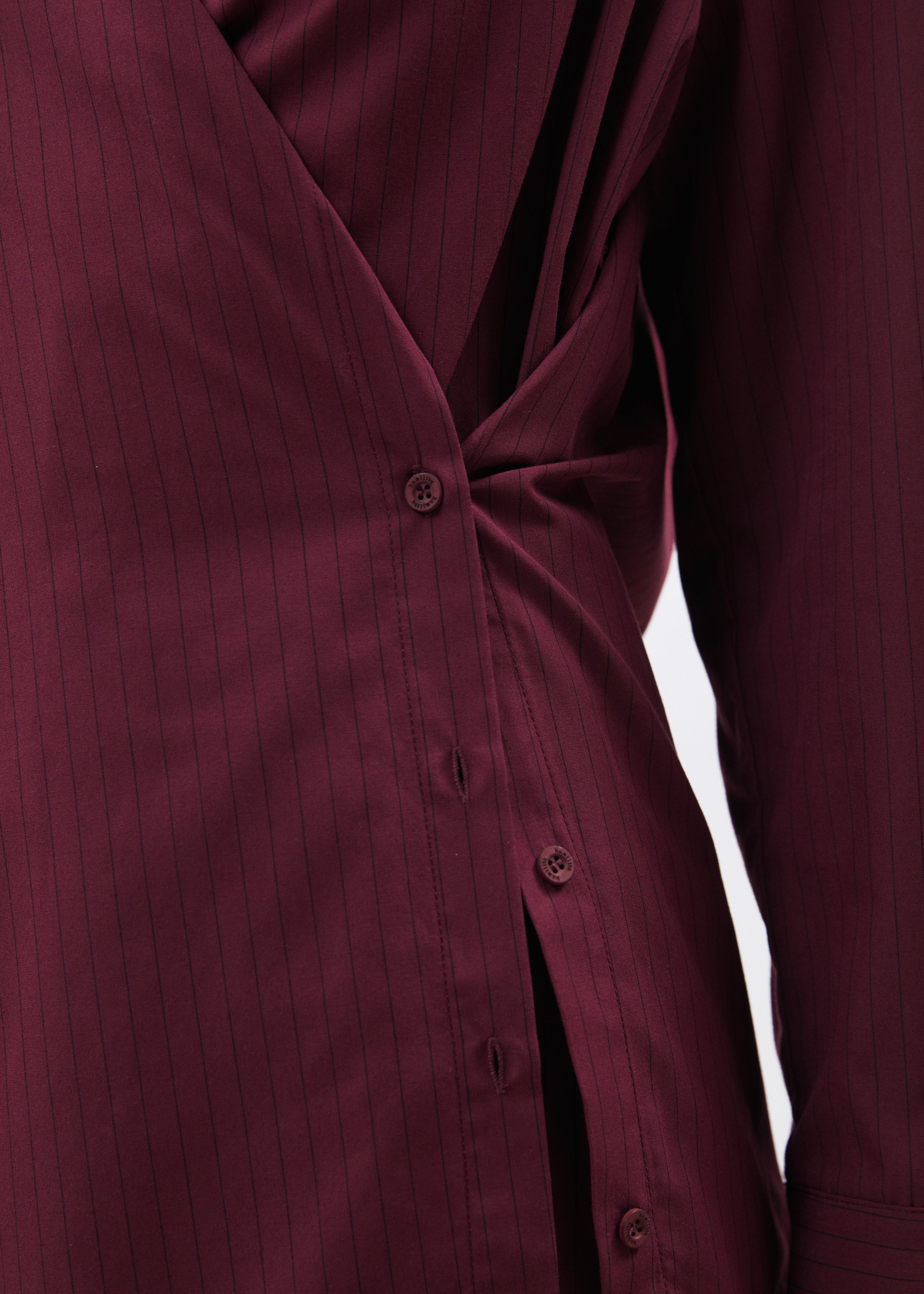 Chemise longue bordeaux à rayures - BORDEAUX#couleur_BORDEAUX