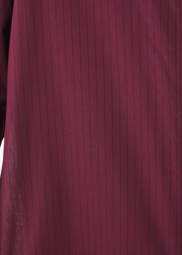 Chemise longue bordeaux à rayures - BORDEAUX#couleur_BORDEAUX