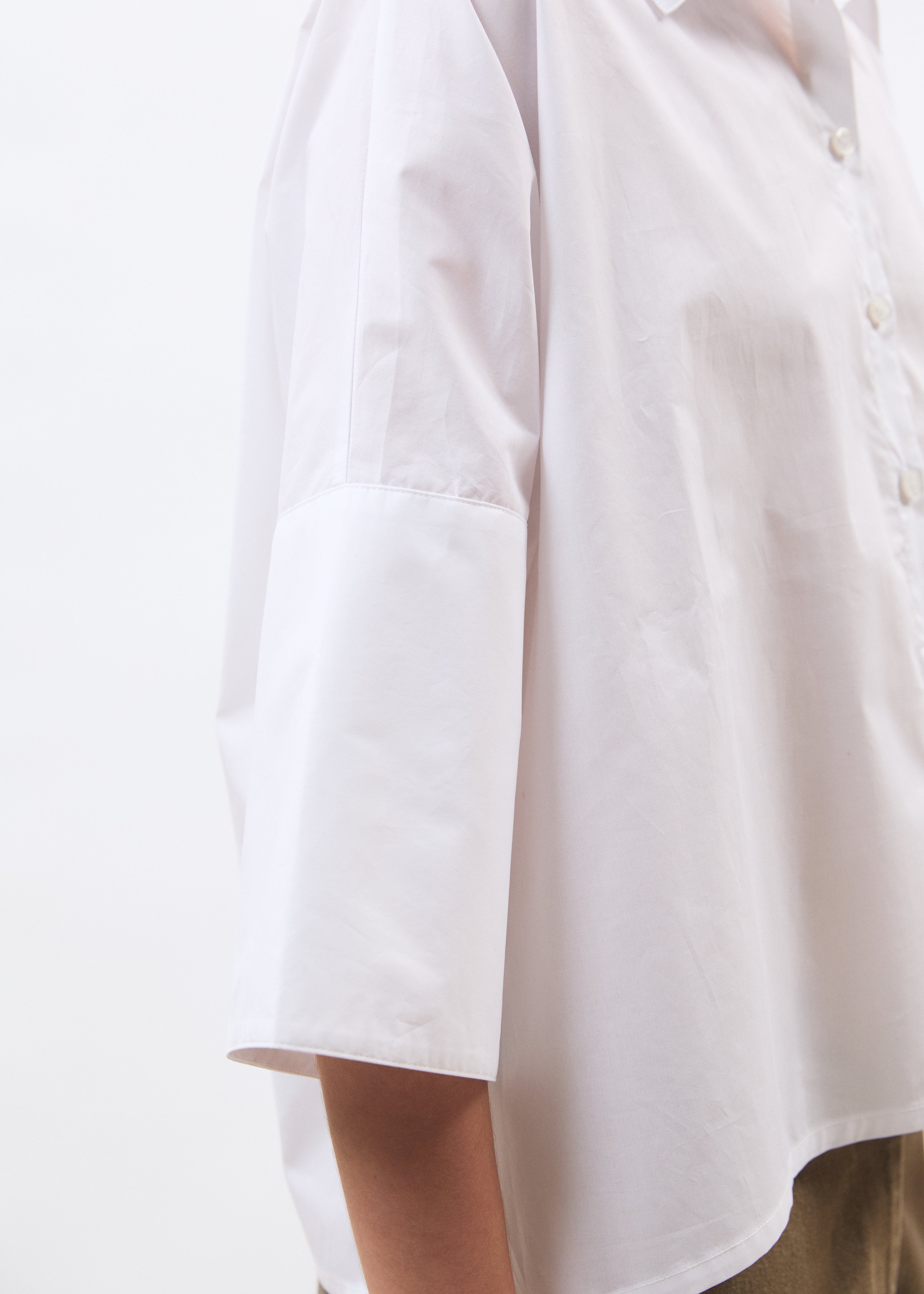 Chemise blanche manches courtes en popeline de coton - BLANC#couleur_BLANC