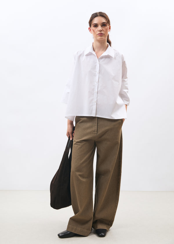 Chemise blanche manches courtes en popeline de coton - BLANC#couleur_BLANC