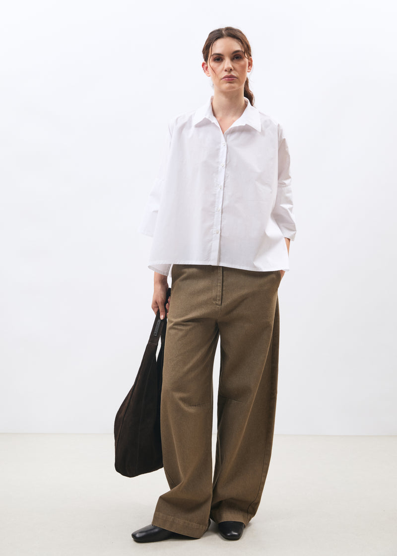 Chemise blanche manches courtes en popeline de coton - BLANC#couleur_BLANC