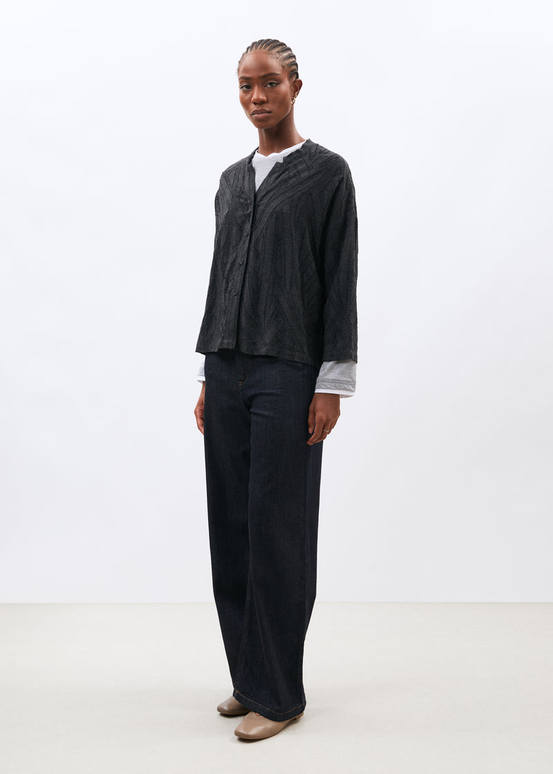Chemise grise manches 3/4 en flanelle - ANTHRACITE#couleur_ANTHRACITE