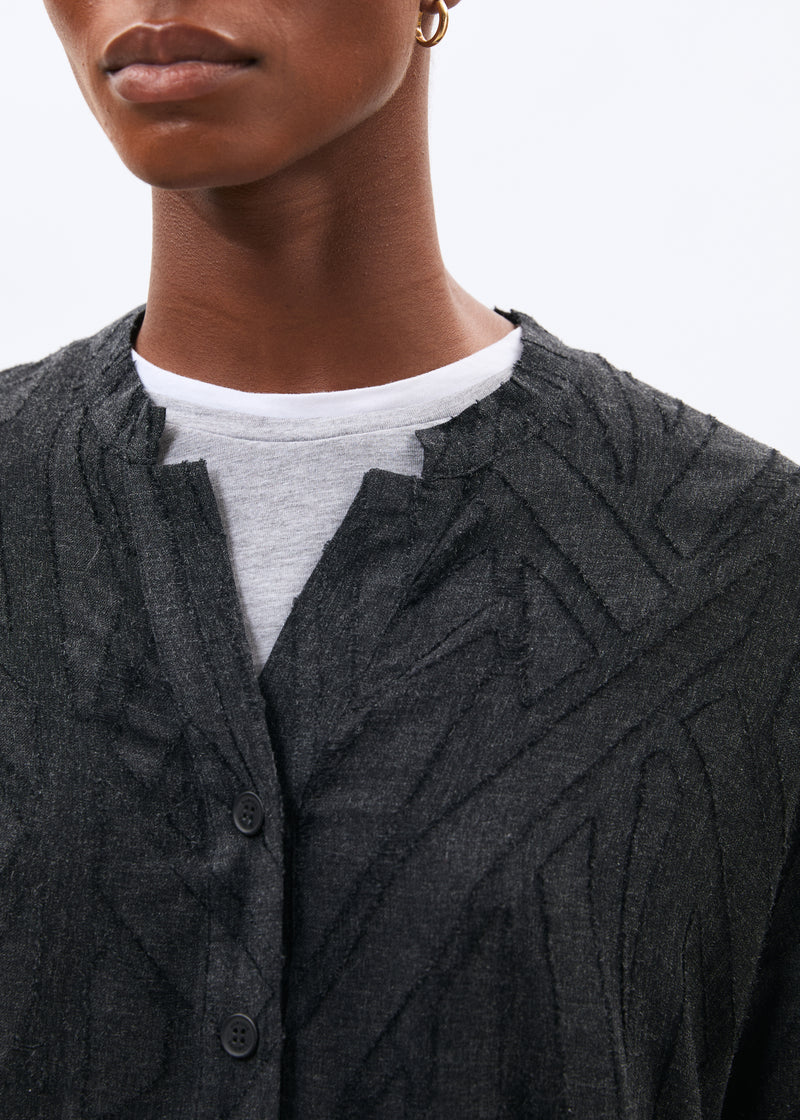 Chemise grise manches 3/4 en flanelle - ANTHRACITE#couleur_ANTHRACITE