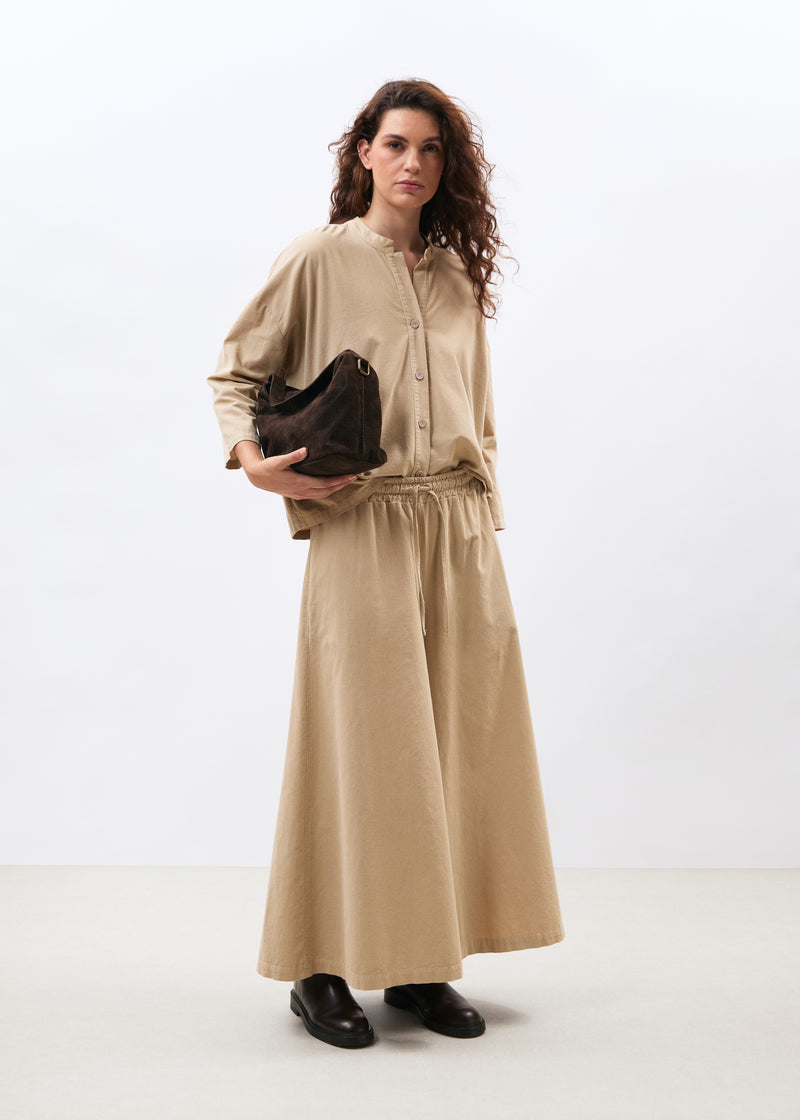 Chemise beige manches 3/4 en velours côtelé - SABLE#couleur_SABLE