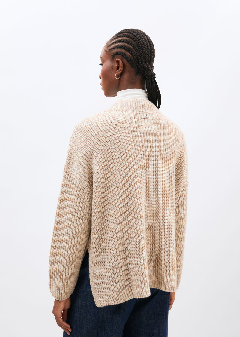 Cardigan écru manches longues col V - OFF WHITE#couleur_OFF WHITE