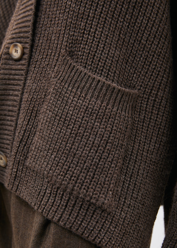Cardigan taupe manches longues col V - TAUPE#couleur_TAUPE