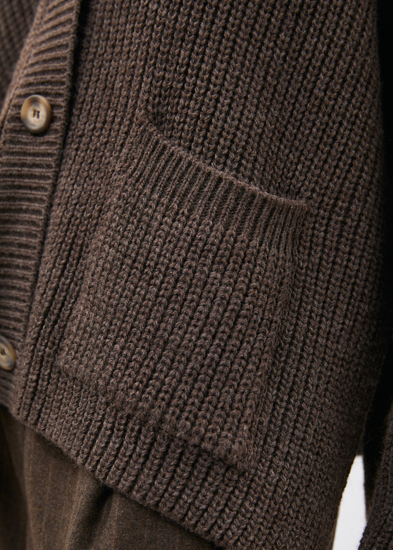 Cardigan taupe manches longues col V - TAUPE#couleur_TAUPE