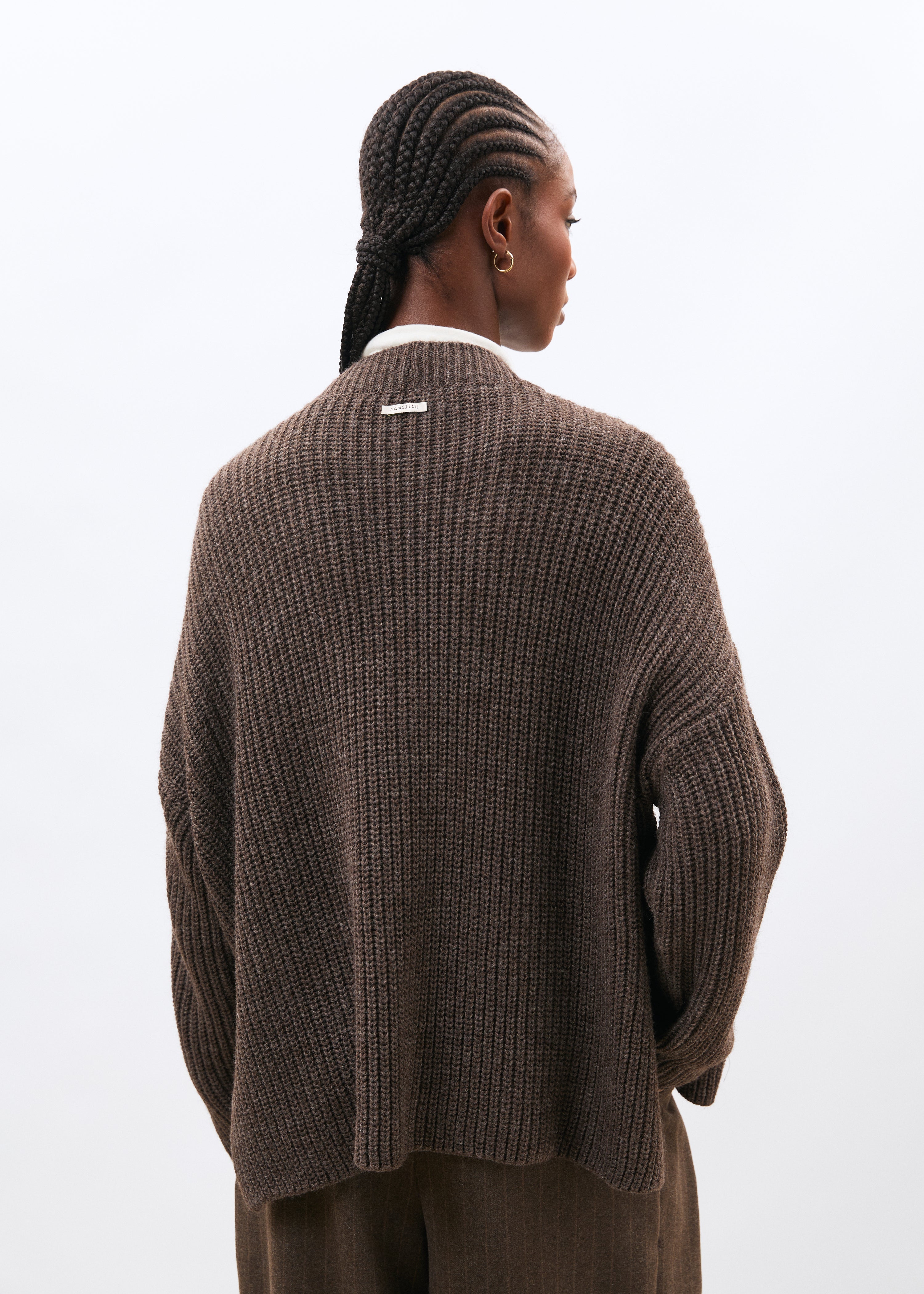 Cardigan taupe manches longues col V - TAUPE#couleur_TAUPE