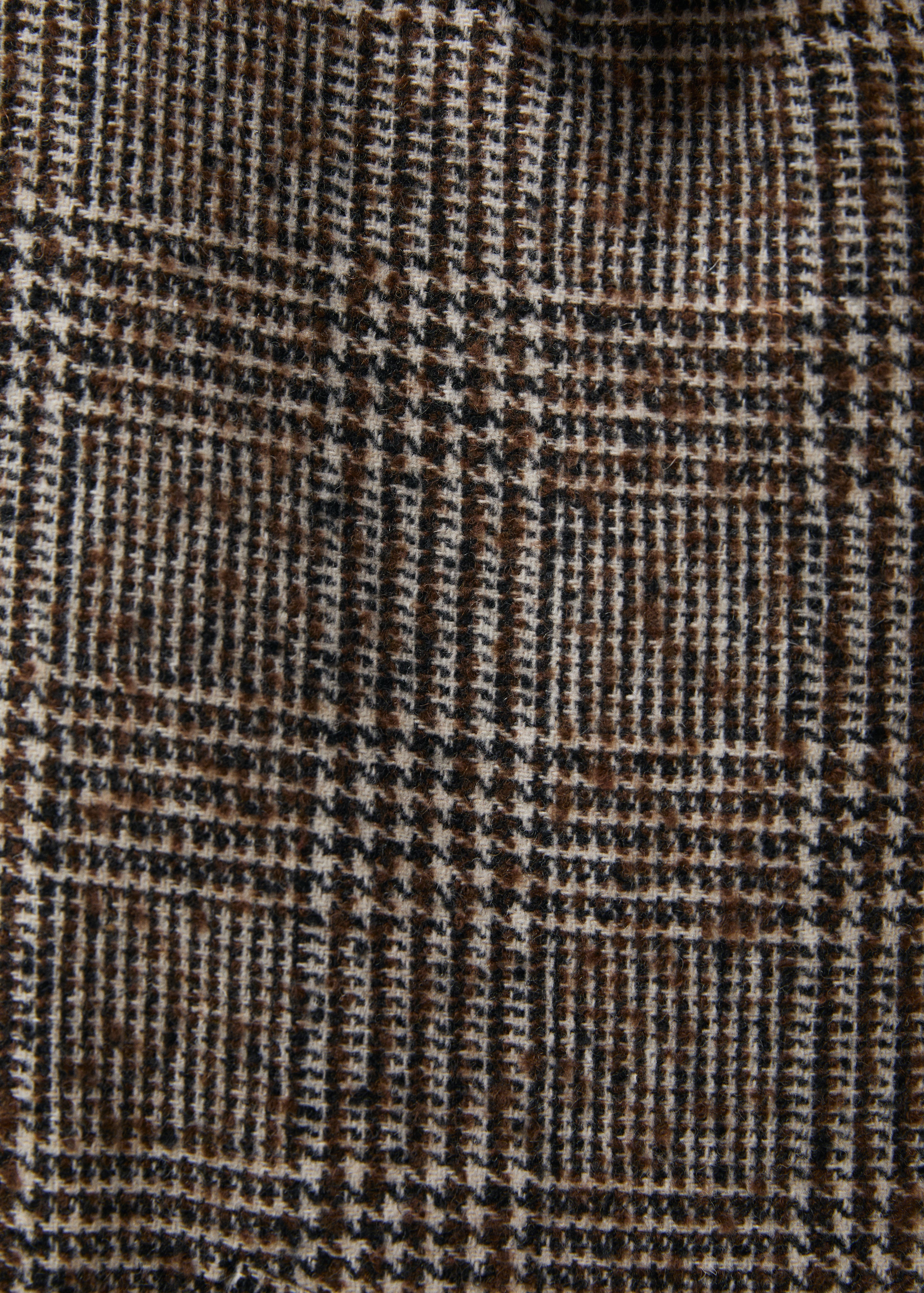 Blouson marron et écru en lainage prince de Galles - CHOCOLAT/OFF WHITE#couleur_CHOCOLAT/OFF WHITE