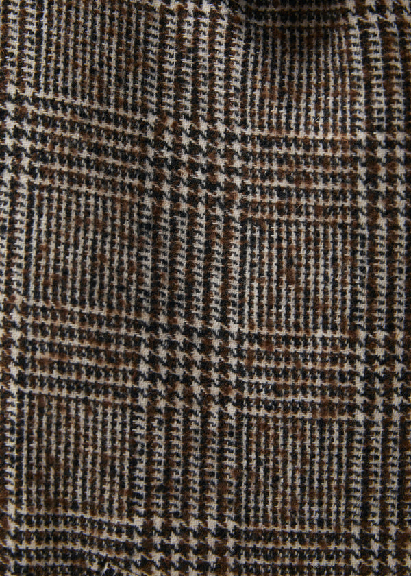 Blouson marron et écru en lainage prince de Galles - CHOCOLAT/OFF WHITE#couleur_CHOCOLAT/OFF WHITE