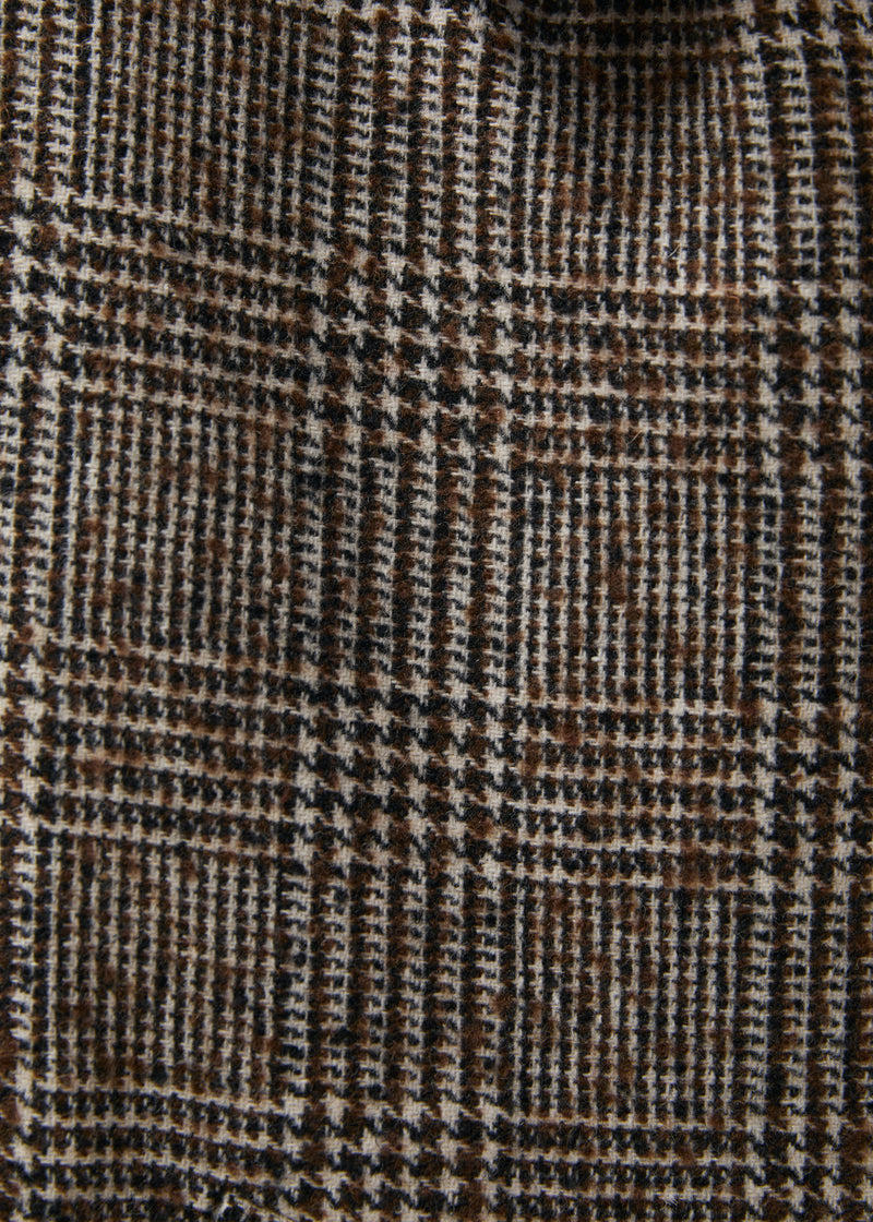 Blouson marron et écru en lainage prince de Galles - CHOCOLAT/OFF WHITE#couleur_CHOCOLAT/OFF WHITE