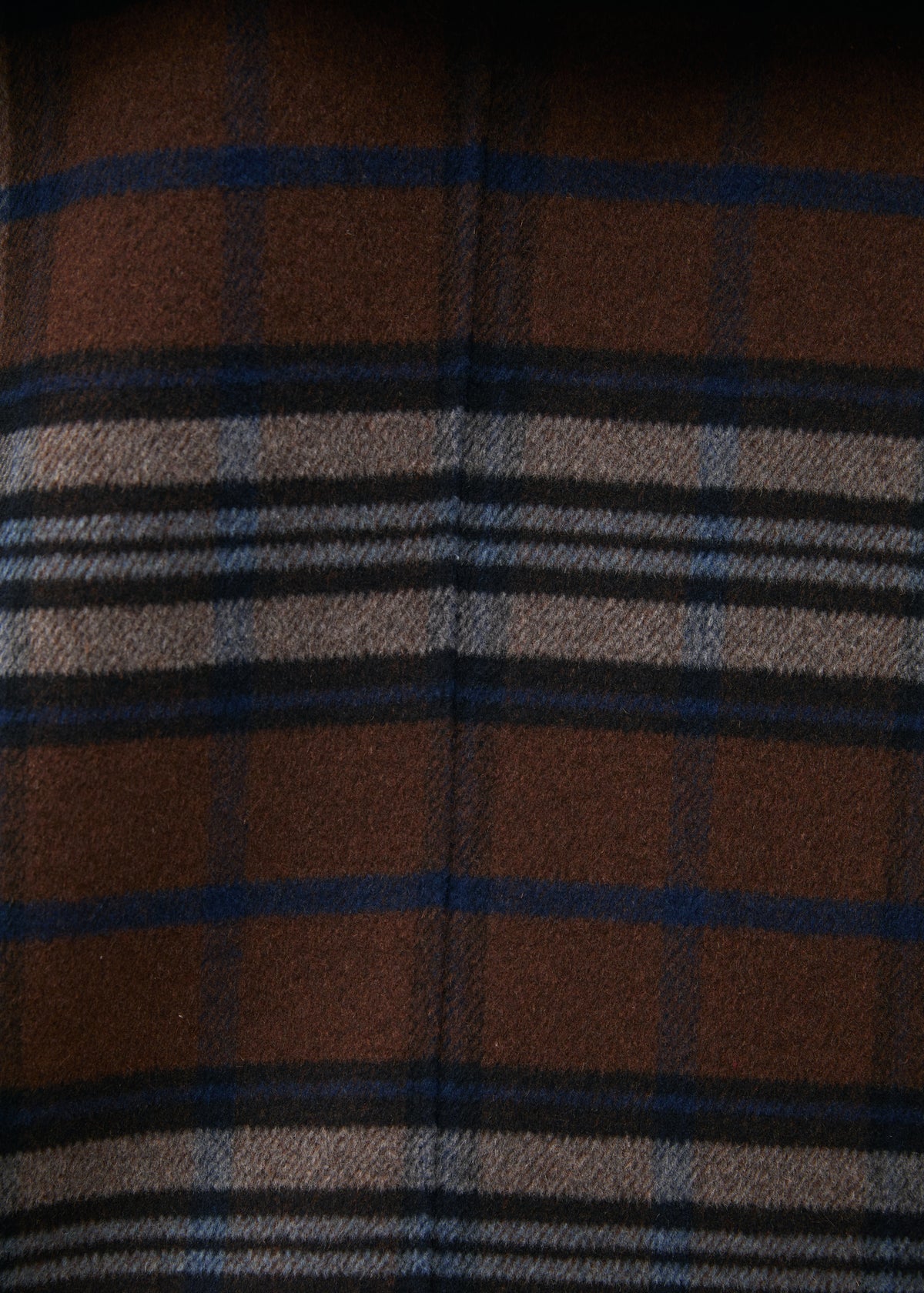 Manteau court marron double face à carreaux - CHOCOLAT#couleur_CHOCOLAT