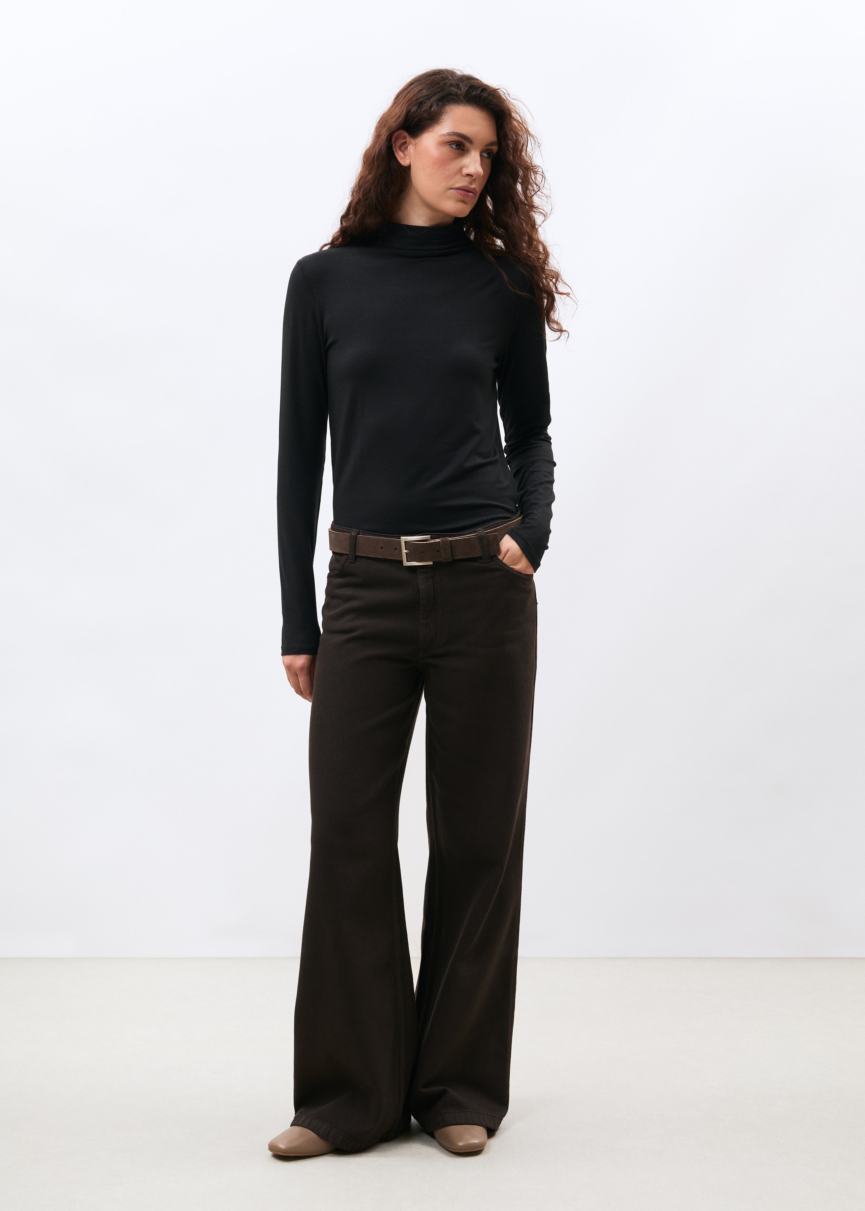 Jean droit marron - CHOCOLAT#couleur_CHOCOLAT