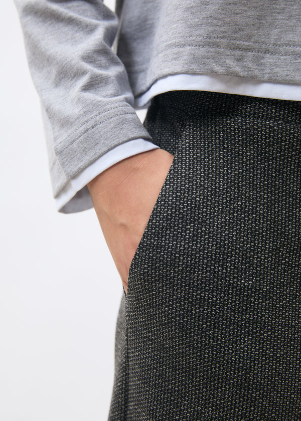 Pantalon large gris taille haute à motif pied de puces - ANTHRACITE#couleur_ANTHRACITE