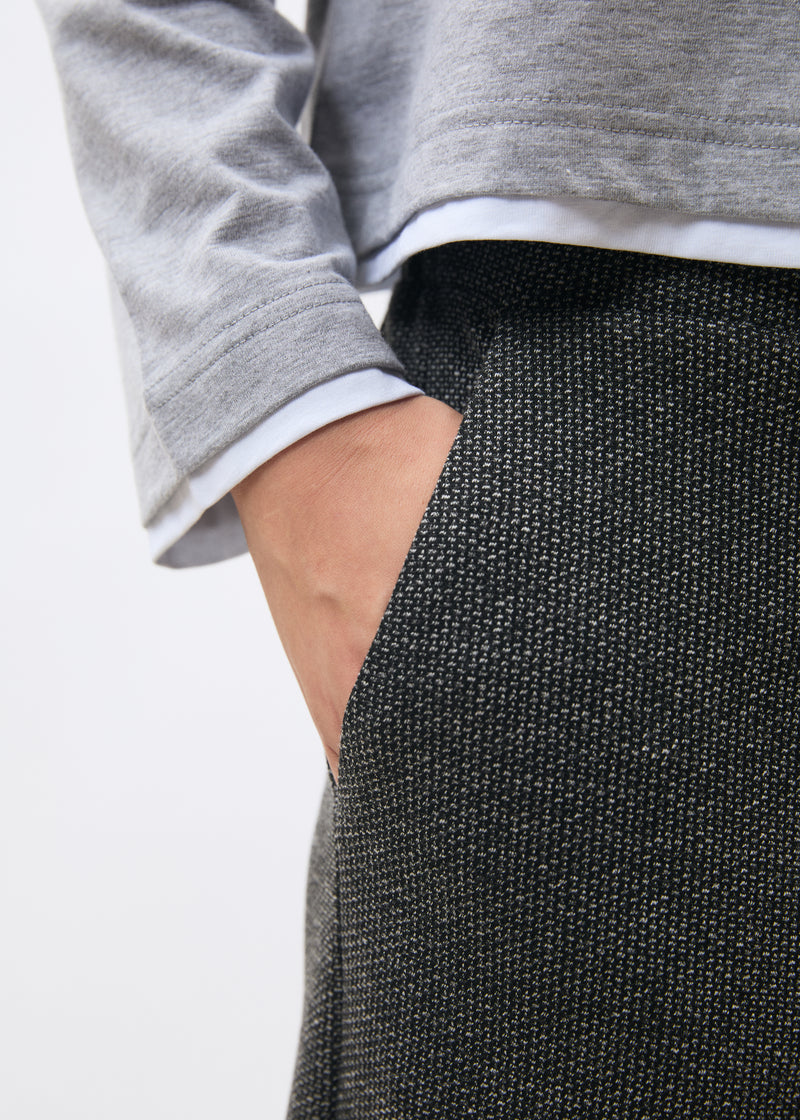 Pantalon large gris taille haute à motif pied de puces - ANTHRACITE#couleur_ANTHRACITE