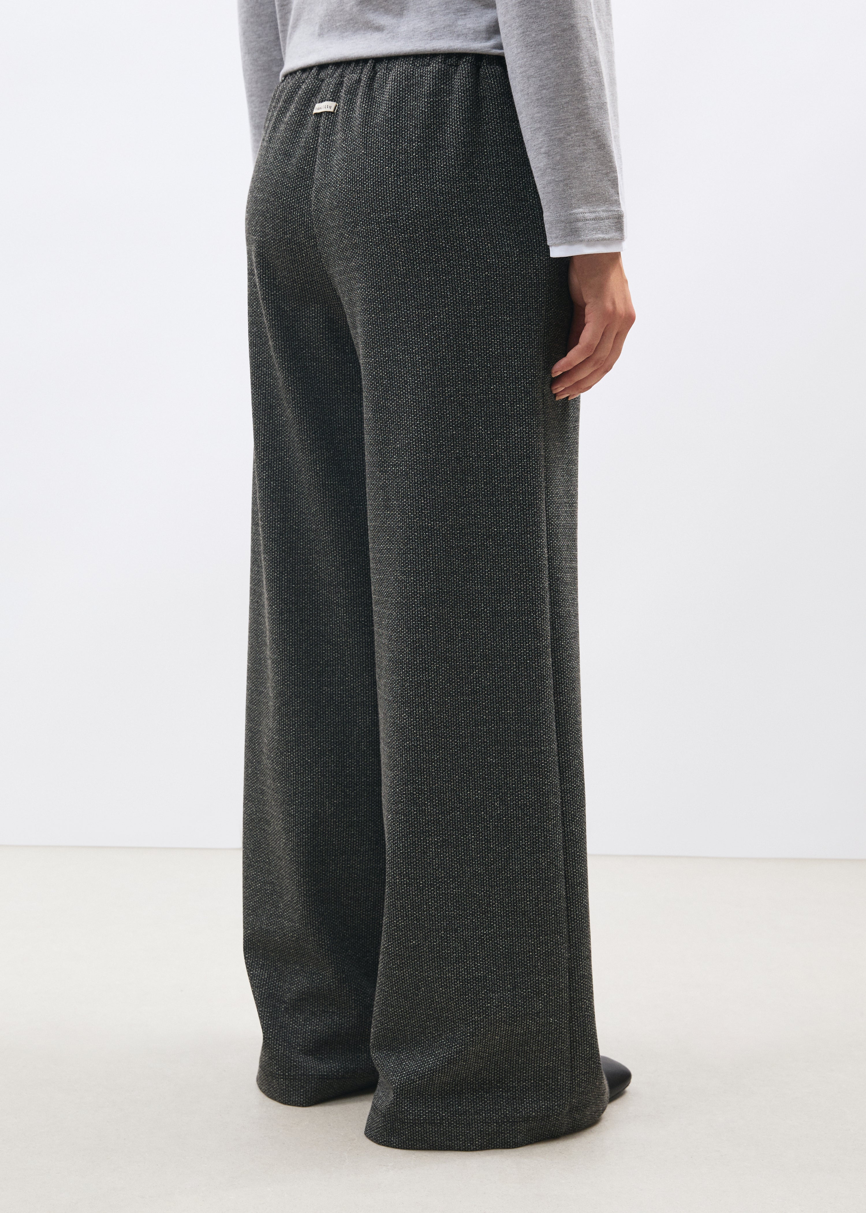 Pantalon large gris taille haute à motif pied de puces - ANTHRACITE#couleur_ANTHRACITE