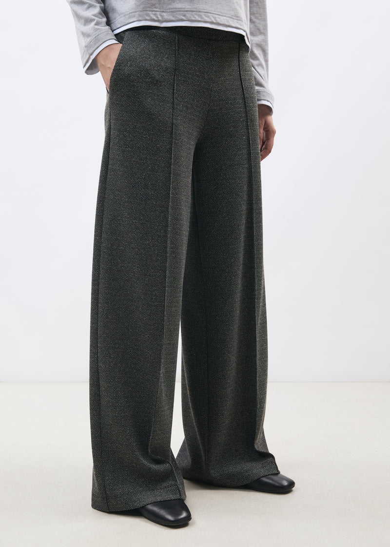 Pantalon large gris taille haute à motif pied de puces - ANTHRACITE#couleur_ANTHRACITE