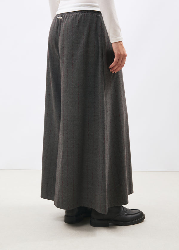 Pantalon large gris et bordeaux en flanelle rayée - ANTHRACITE/BORDEAUX#couleur_ANTHRACITE/BORDEAUX