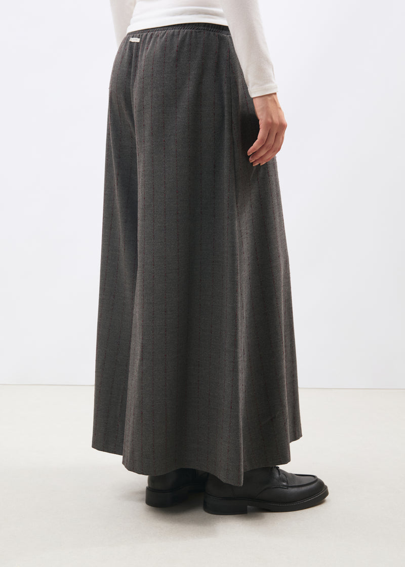 Pantalon large gris et bordeaux en flanelle rayée - ANTHRACITE/BORDEAUX#couleur_ANTHRACITE/BORDEAUX