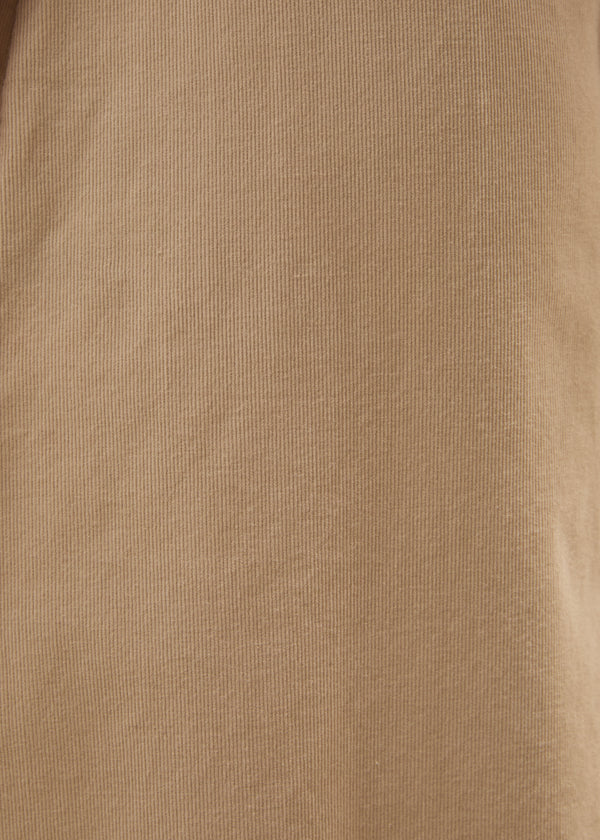 Pantalon large jupe-culotte beige en velours côtelé - SABLE#couleur_SABLE