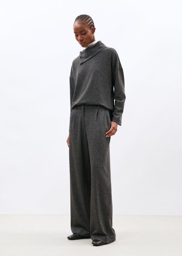 Pantalon large gris en jersey à imprimé chevrons - ANTHRACITE#couleur_ANTHRACITE