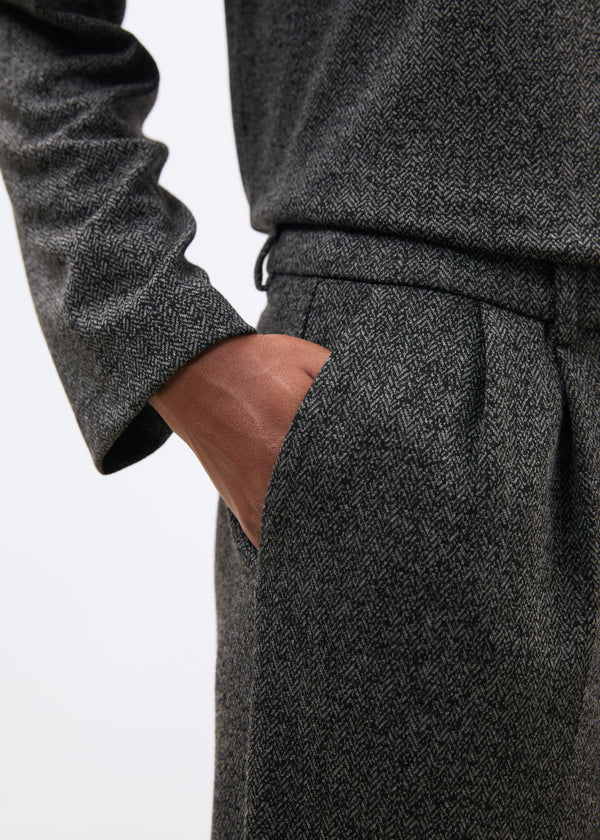 Pantalon large gris en jersey à imprimé chevrons - ANTHRACITE#couleur_ANTHRACITE