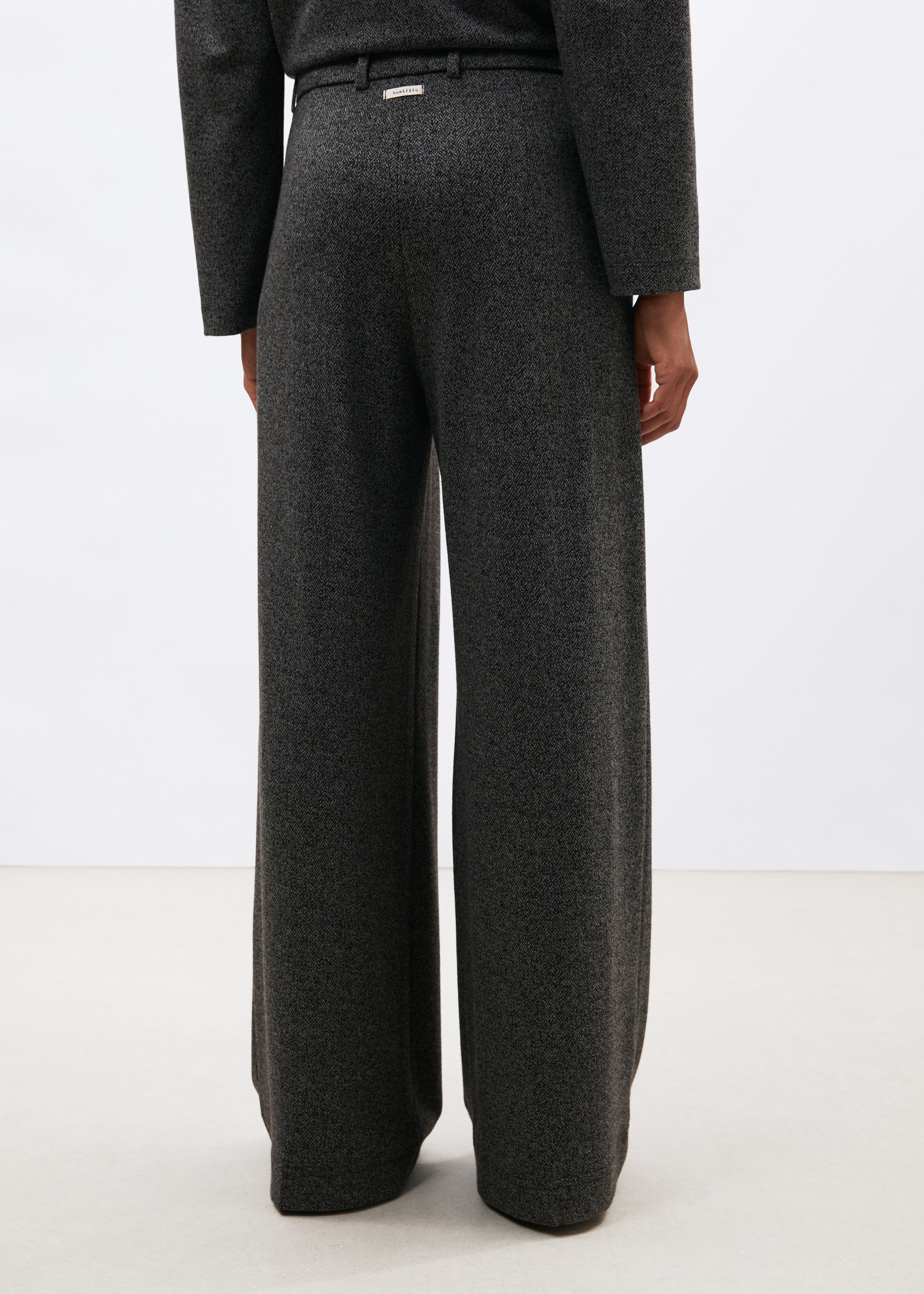 Pantalon large gris en jersey à imprimé chevrons - ANTHRACITE#couleur_ANTHRACITE