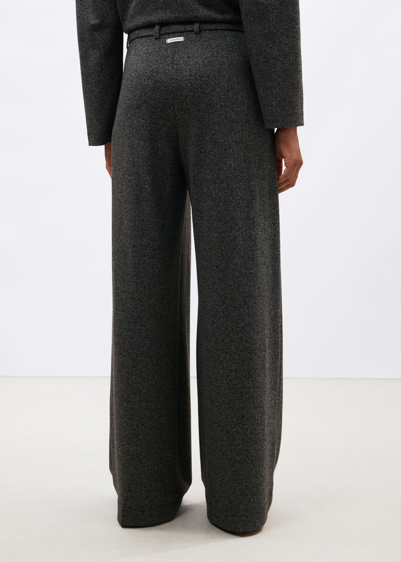 Pantalon large gris en jersey à imprimé chevrons - ANTHRACITE#couleur_ANTHRACITE