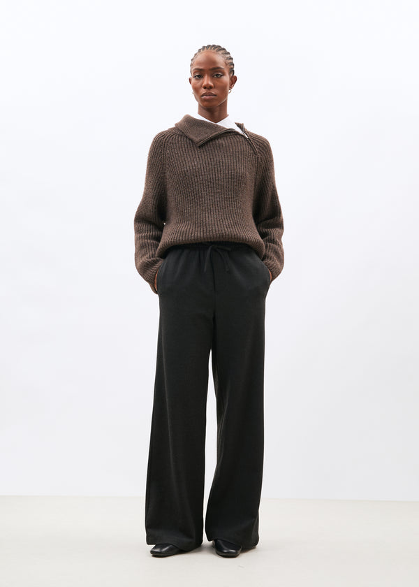 Pantalon large gris à imprimé - ANTHRACITE#couleur_ANTHRACITE