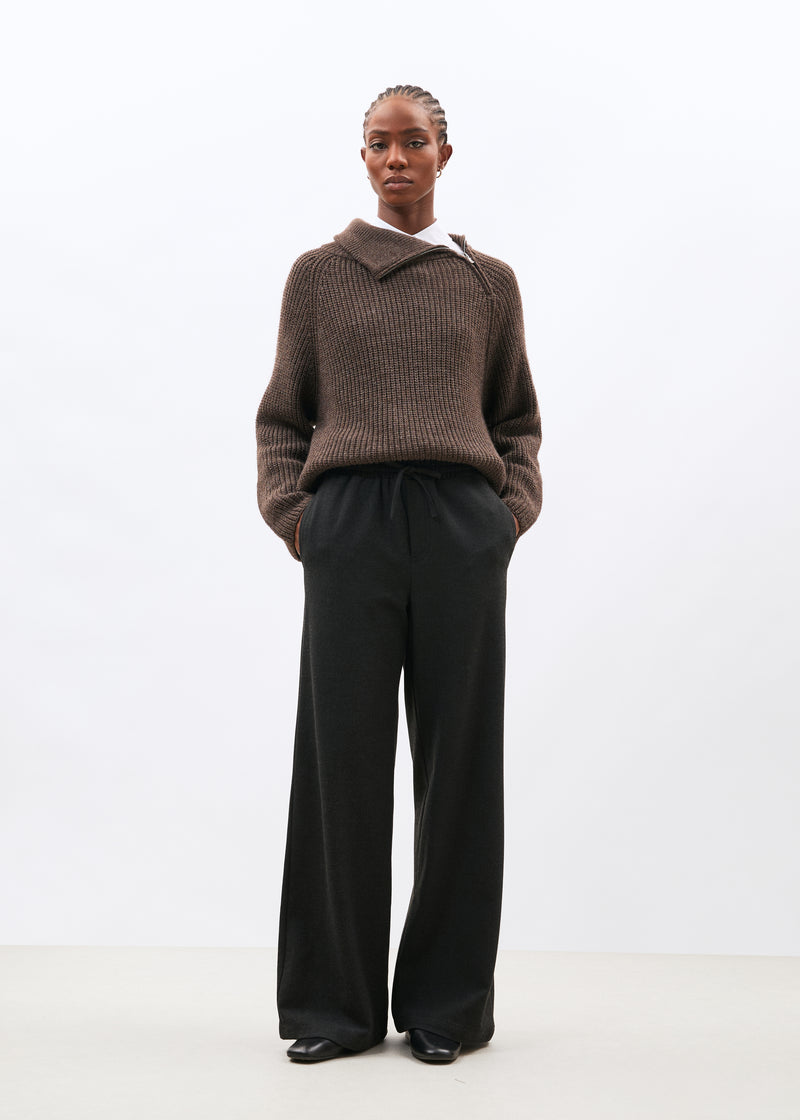 Pantalon large gris à imprimé - ANTHRACITE#couleur_ANTHRACITE
