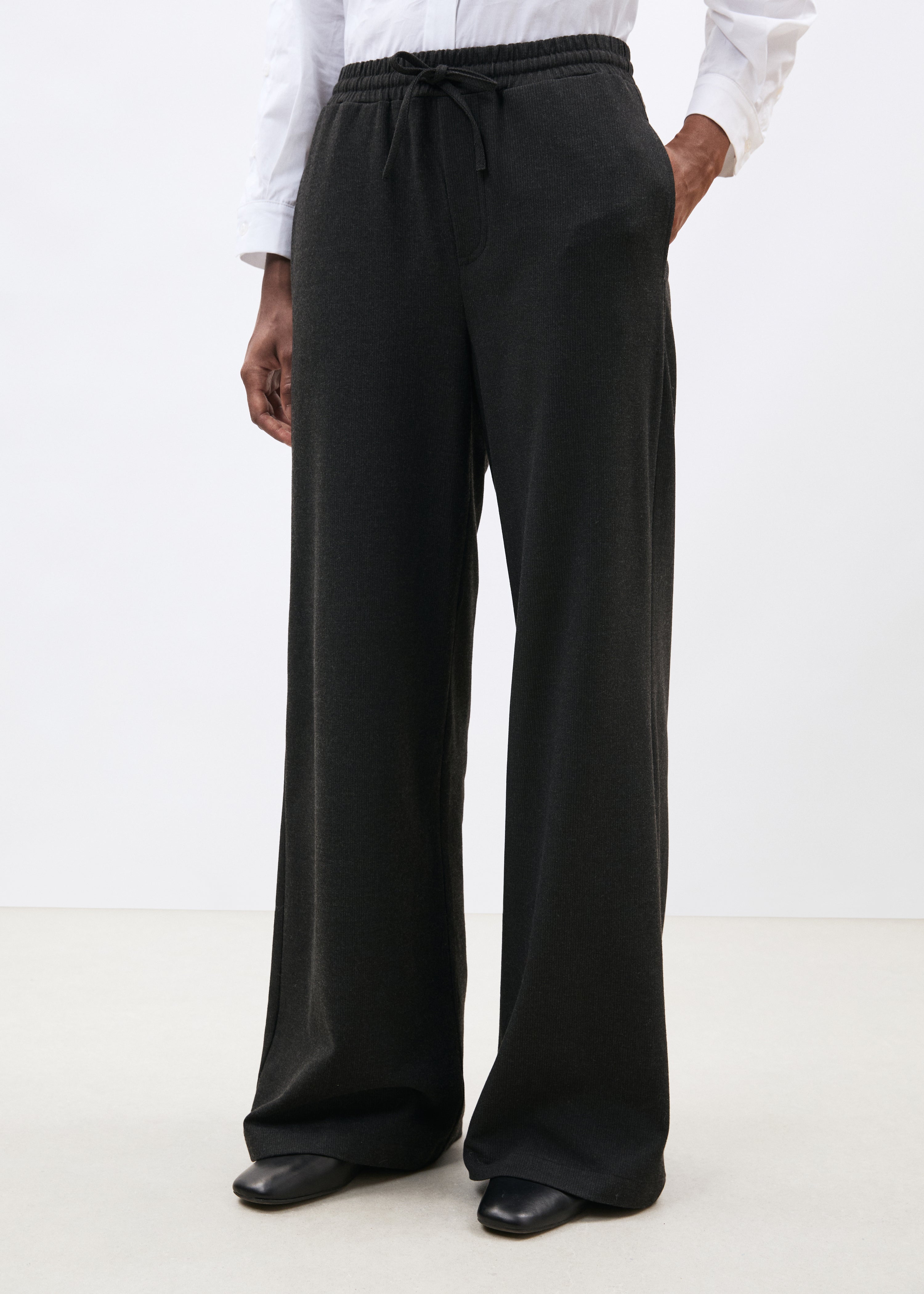 Pantalon large gris à imprimé - ANTHRACITE#couleur_ANTHRACITE