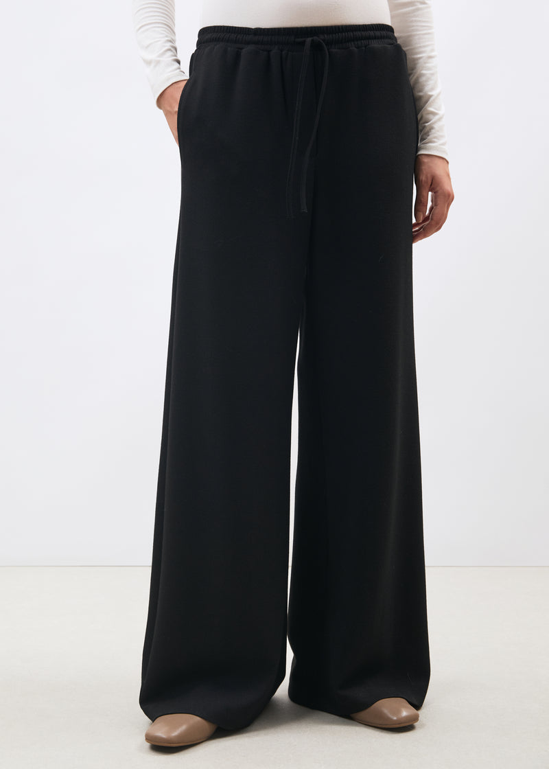 Pantalon large noir taille élastiquée - NOIR#couleur_NOIR