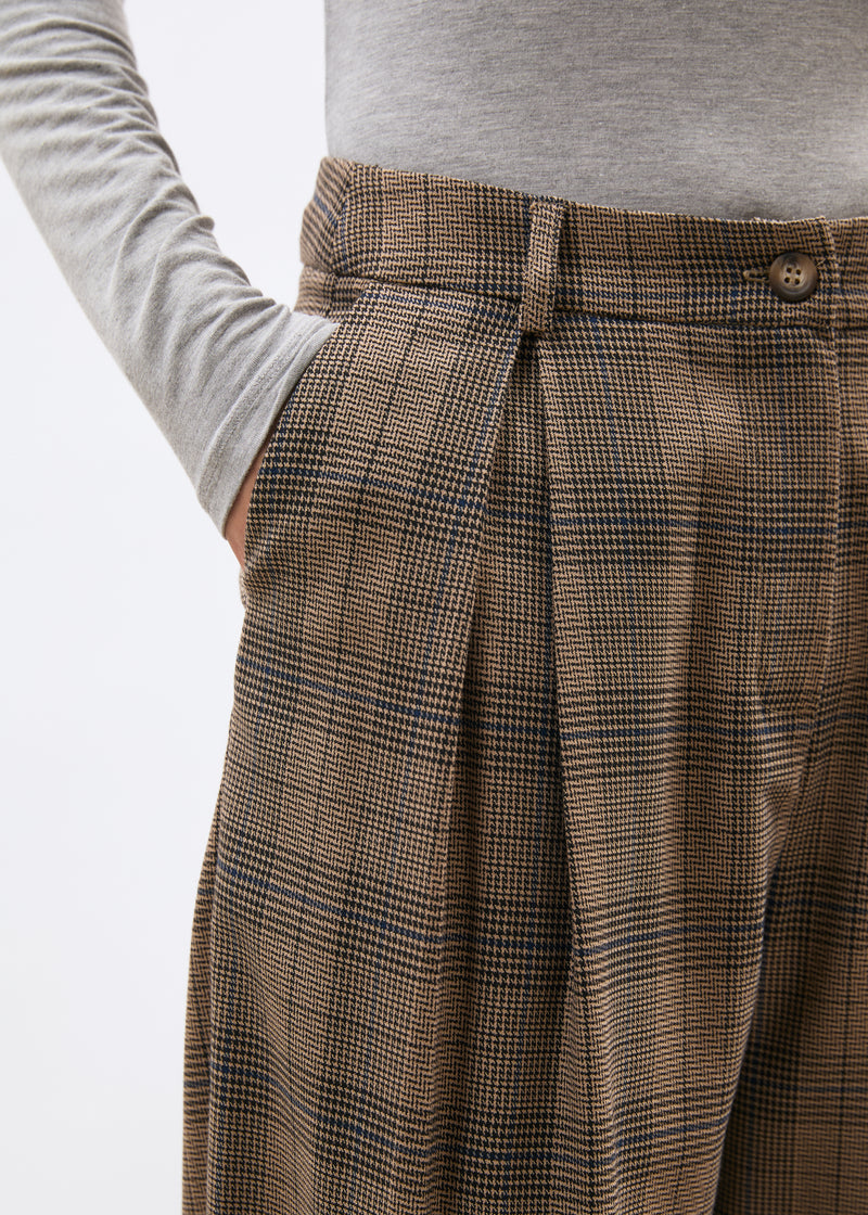 Pantalon large beige et bleu - GREIGE/DENIM#couleur_GREIGE/DENIM
