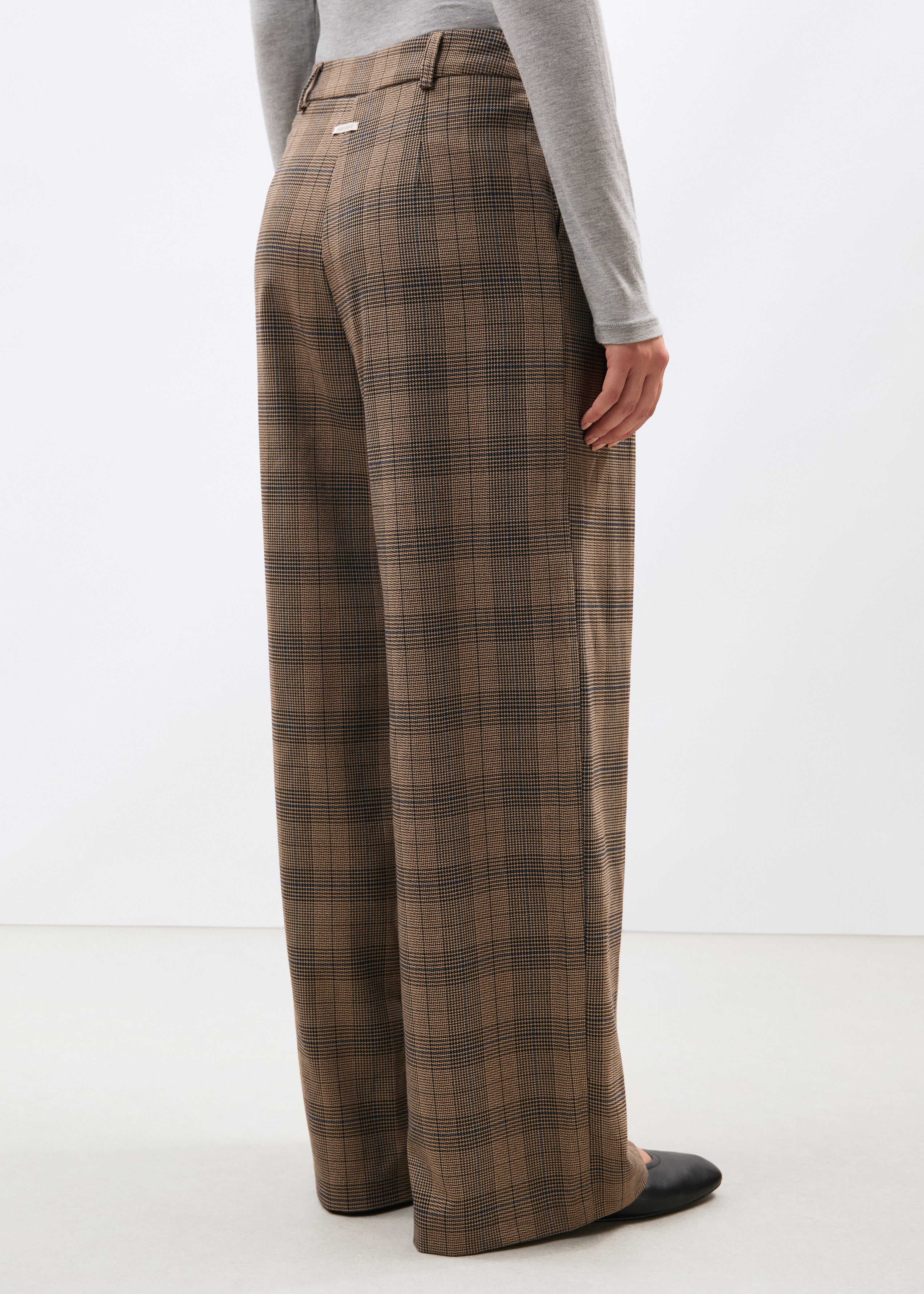 Pantalon large beige et bleu - GREIGE/DENIM#couleur_GREIGE/DENIM