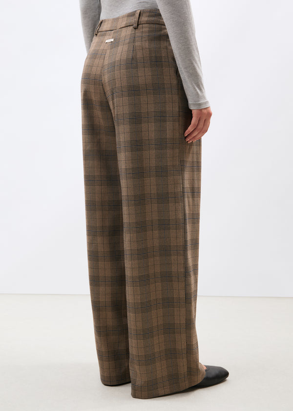 Pantalon large beige et bleu - GREIGE/DENIM#couleur_GREIGE/DENIM