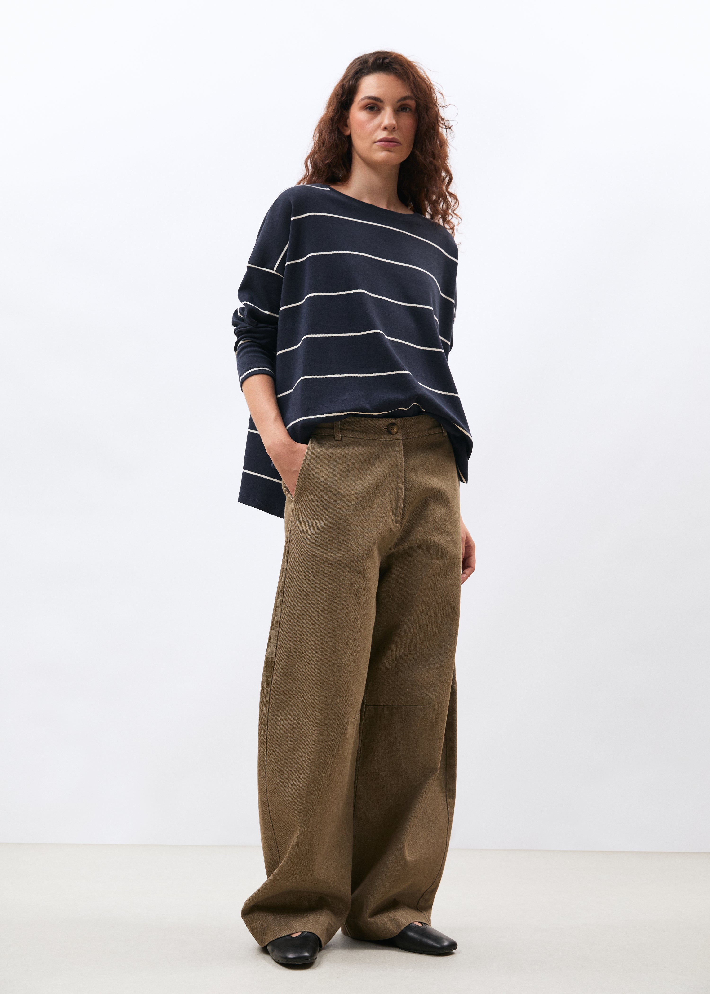 Pantalon barrel en denim terracotta - SIENNE#couleur_SIENNE