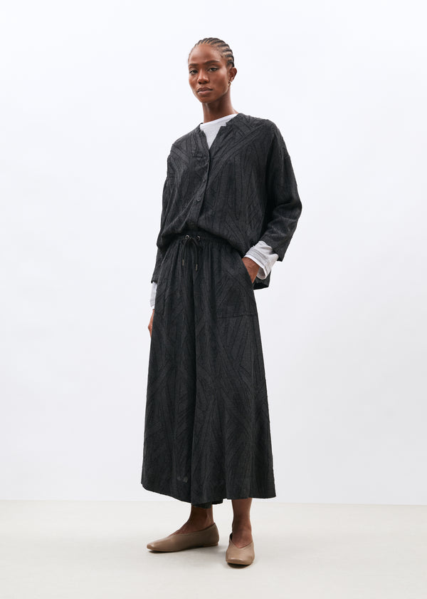 Pantalon large gris 7/8ème en flanelle jacquard - ANTHRACITE#couleur_ANTHRACITE