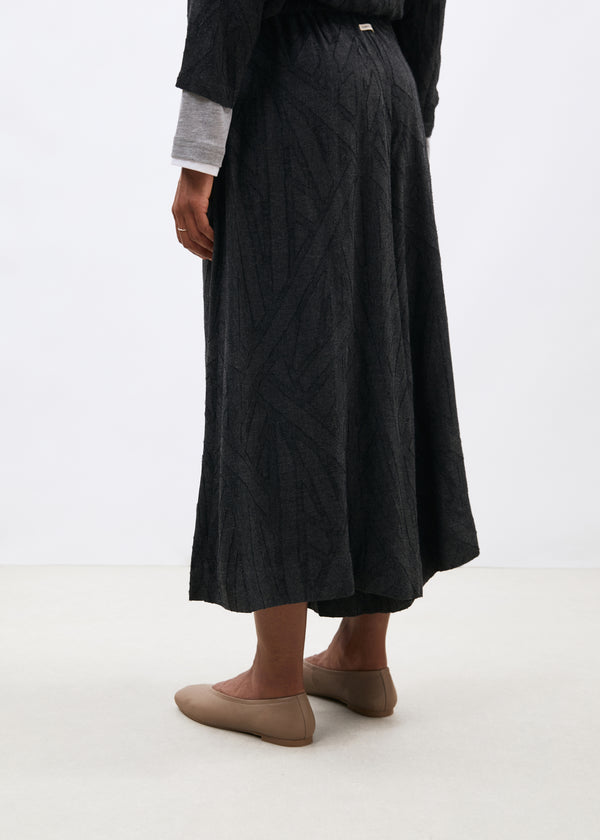Pantalon large gris 7/8ème en flanelle jacquard - ANTHRACITE#couleur_ANTHRACITE