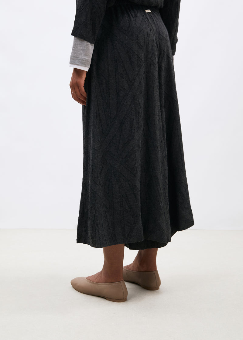 Pantalon large gris 7/8ème en flanelle jacquard - ANTHRACITE#couleur_ANTHRACITE